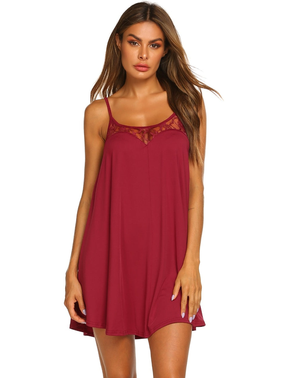 Casual Spaghetti strap lace slip