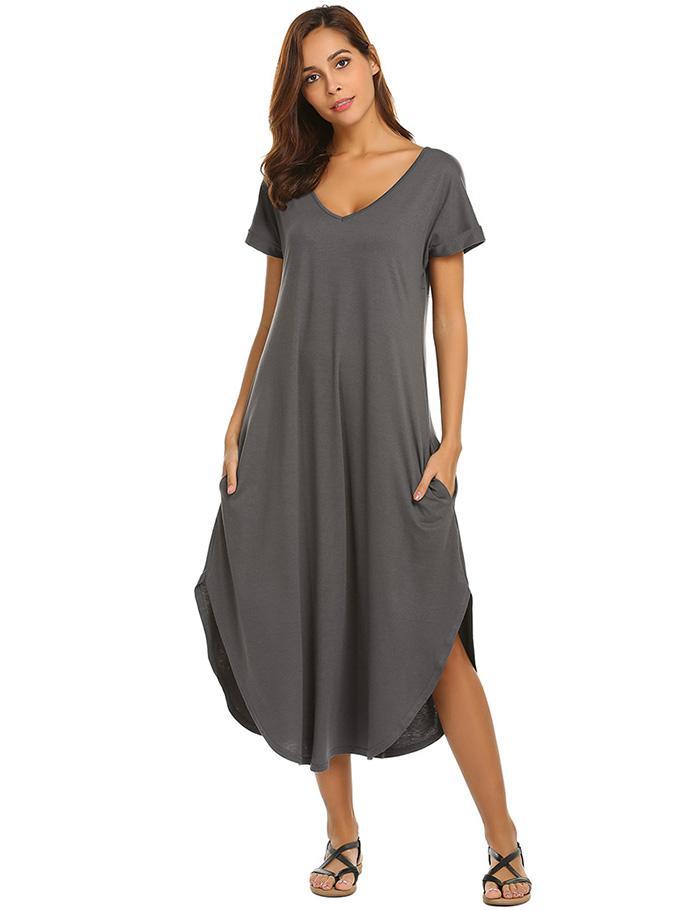 A-Line Loose Asymmetrical Hem Sleepshirt