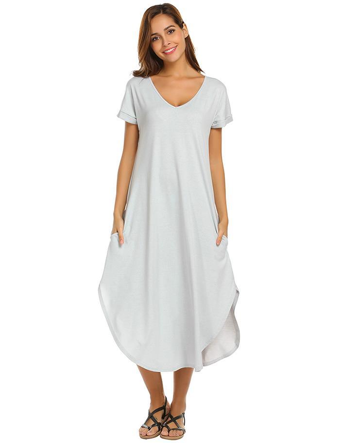 A-Line Loose Asymmetrical Hem Sleepshirt