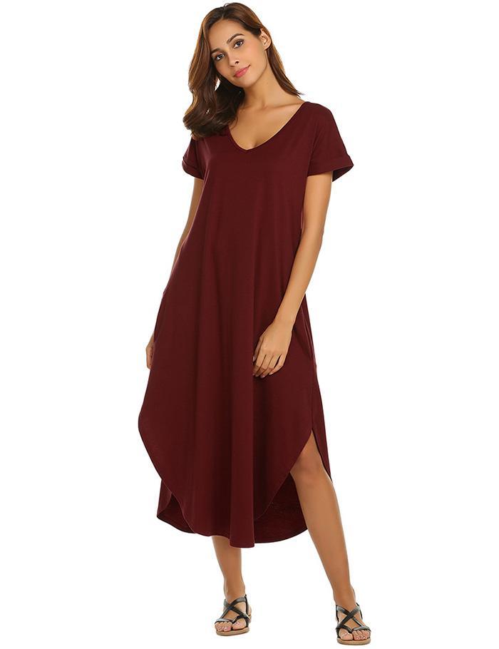 A-Line Loose Asymmetrical Hem Sleepshirt