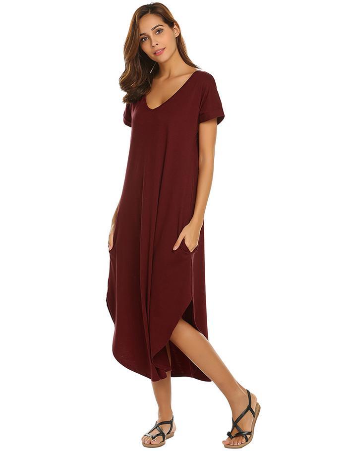 A-Line Loose Asymmetrical Hem Sleepshirt
