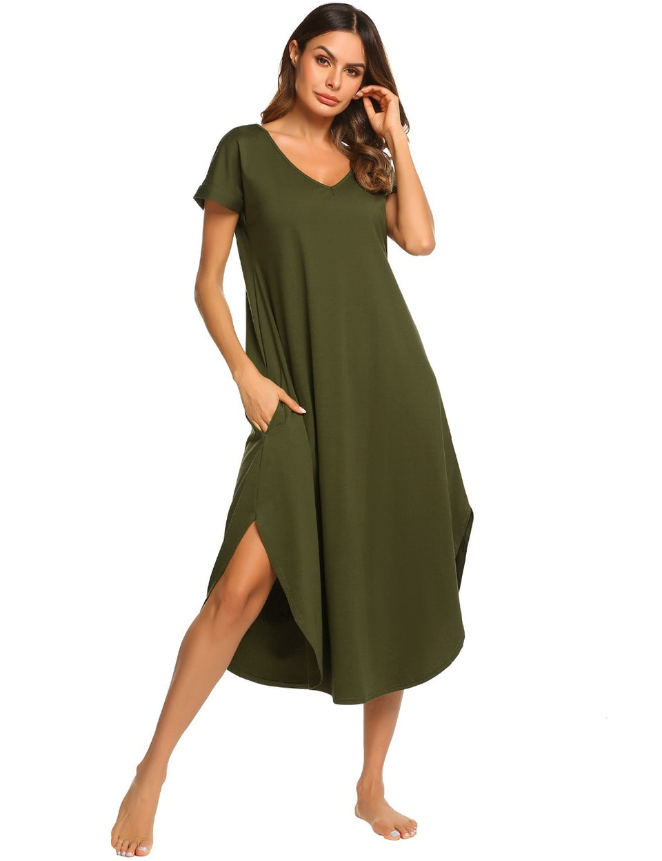 A-Line Loose Asymmetrical Hem Sleepshirt