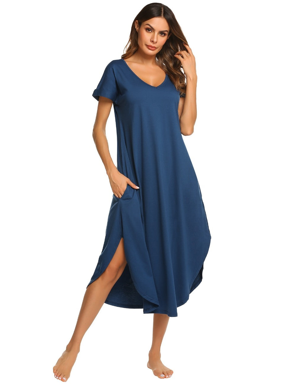A-Line Loose Asymmetrical Hem Sleepshirt