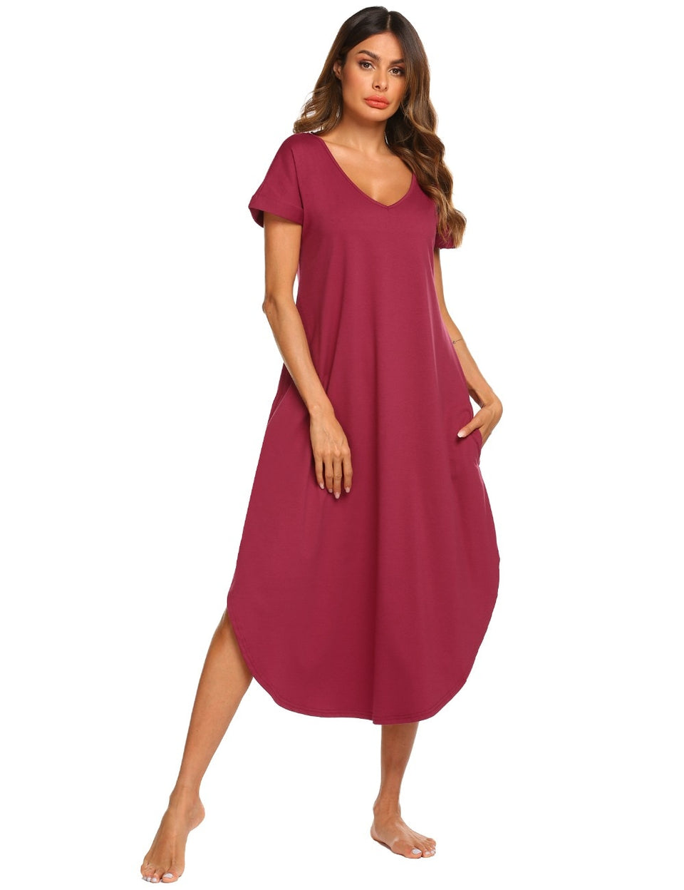 A-Line Loose Asymmetrical Hem Sleepshirt