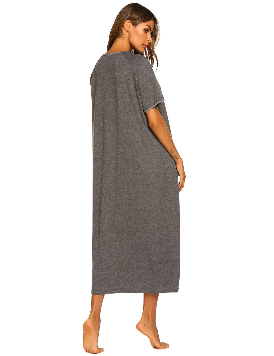 Plaid Zipper Pockets Sleepshirt