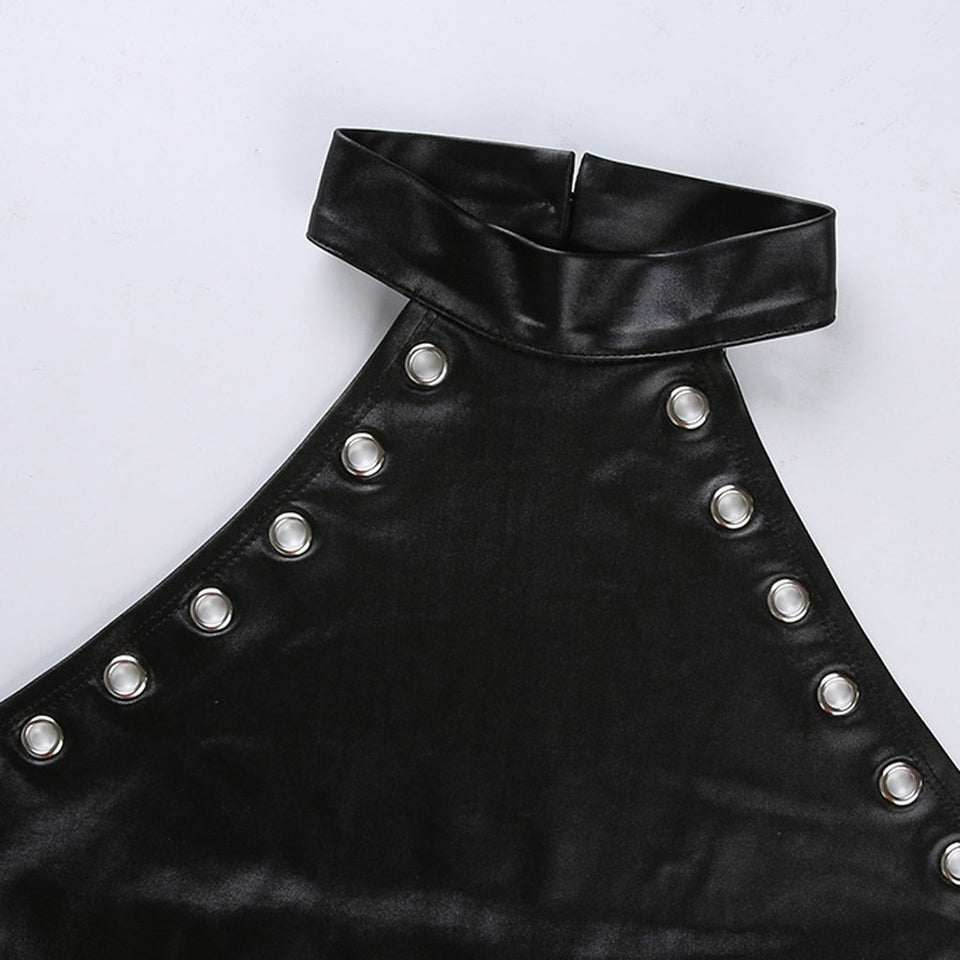 Patent Backless Leather Bodysuit