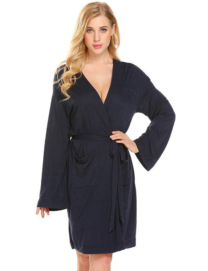 Dressing Gown Long Sleeve Hollow Jacquard Bathrobe