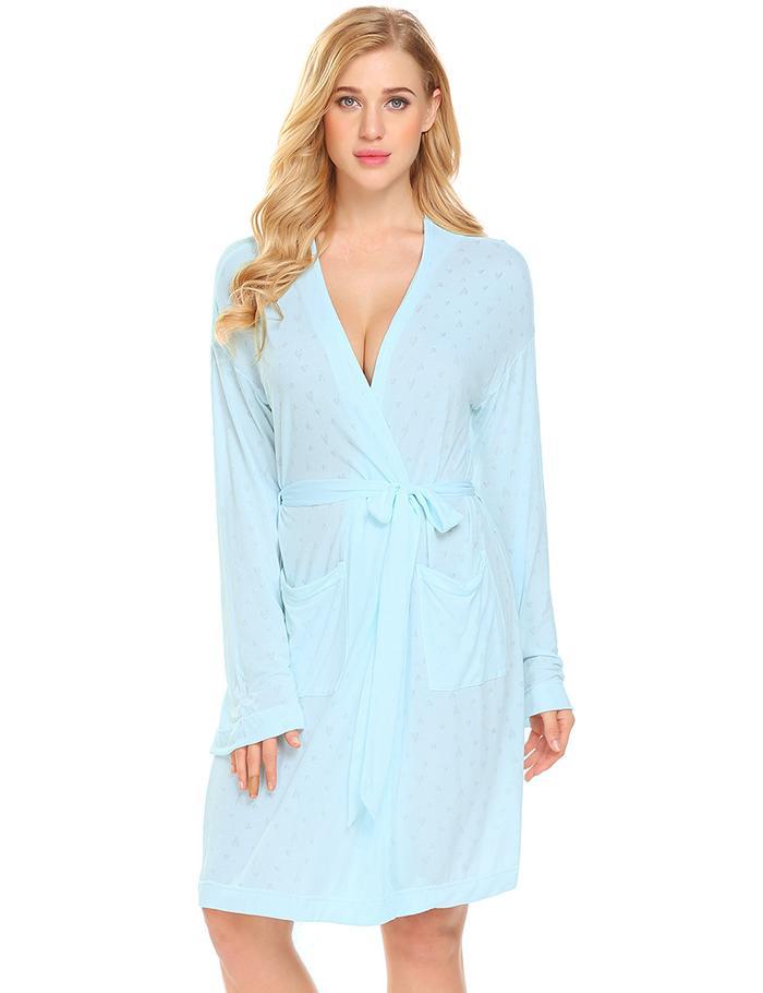 Dressing Gown Long Sleeve Hollow Jacquard Bathrobe