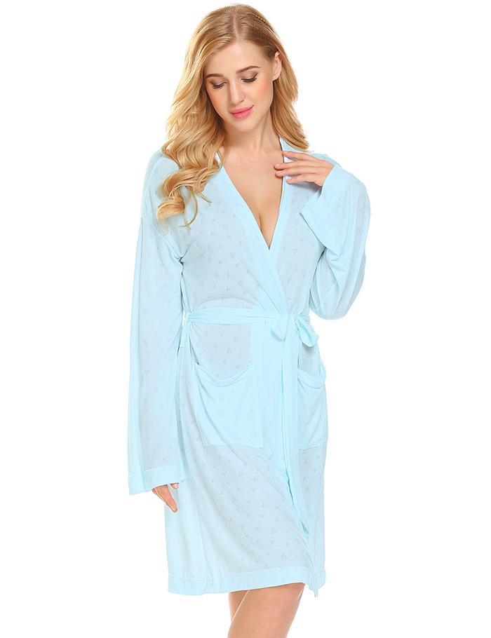 Dressing Gown Long Sleeve Hollow Jacquard Bathrobe
