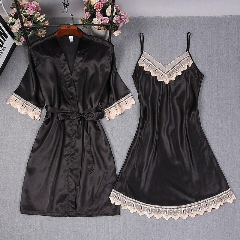 Fashion Women's Summer Mini Kimono Robe set
