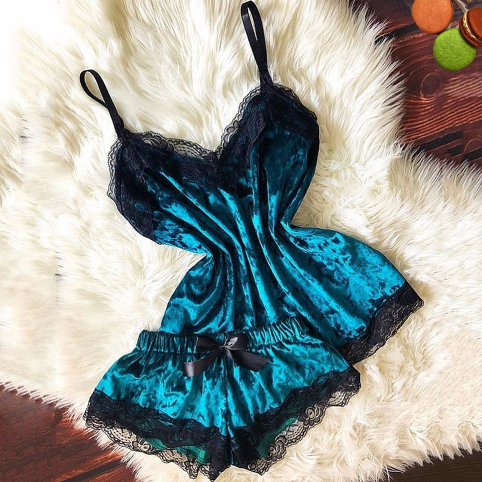 Indulge in Lace and velvet Cami set