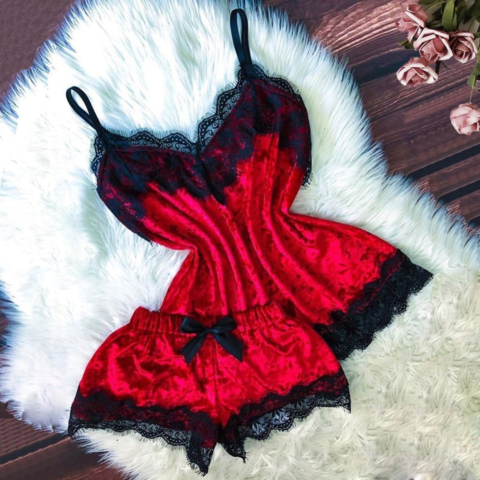 Indulge in Lace and velvet Cami set