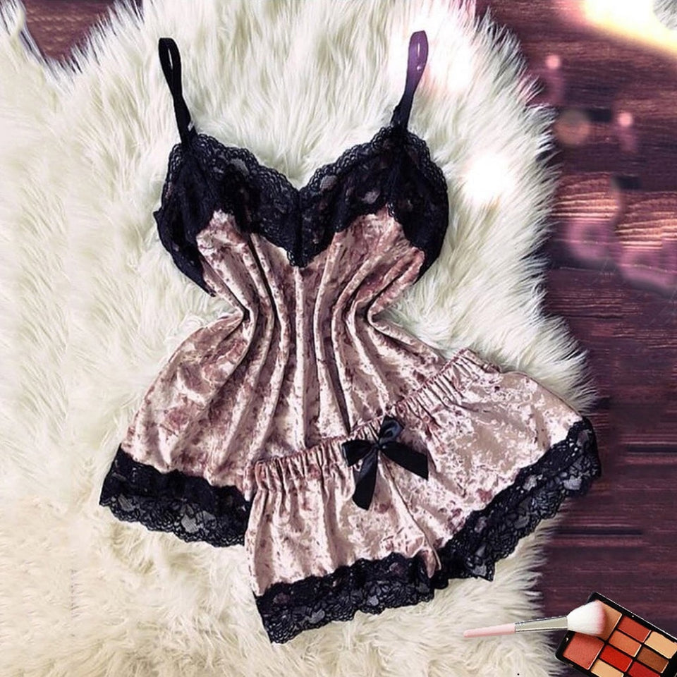 Indulge in Lace and velvet Cami set