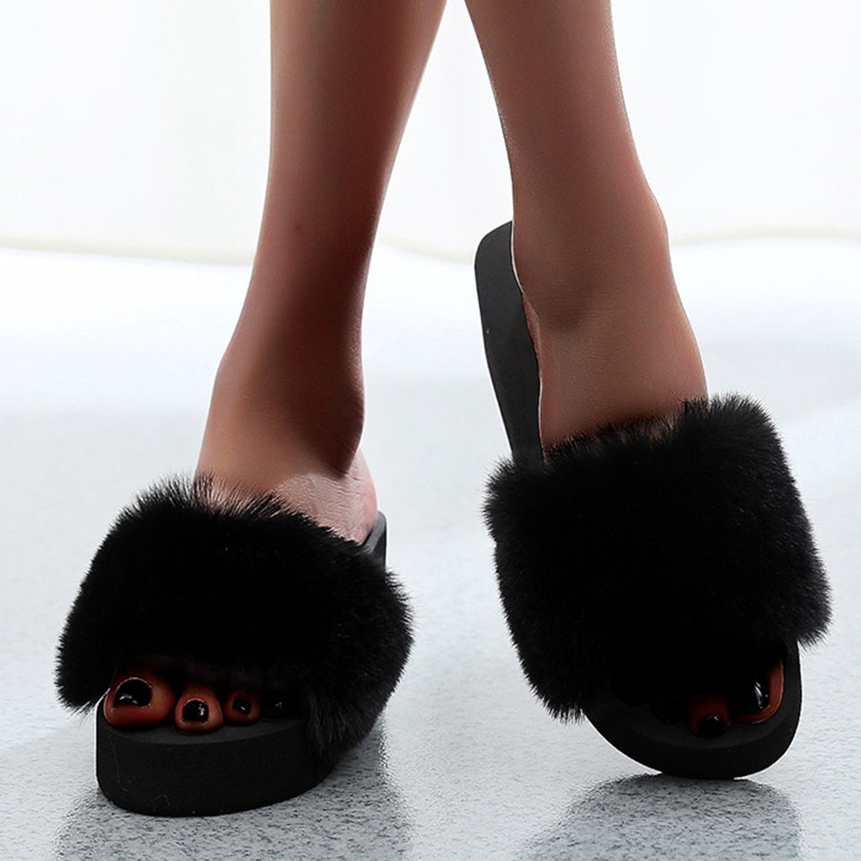 Open Toe Fur Wedges