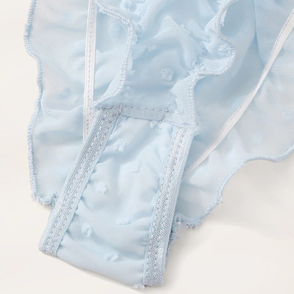 Pleated Mesh Lingerie Set