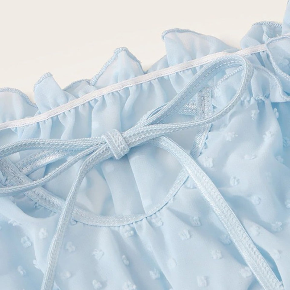 Pleated Mesh Lingerie Set