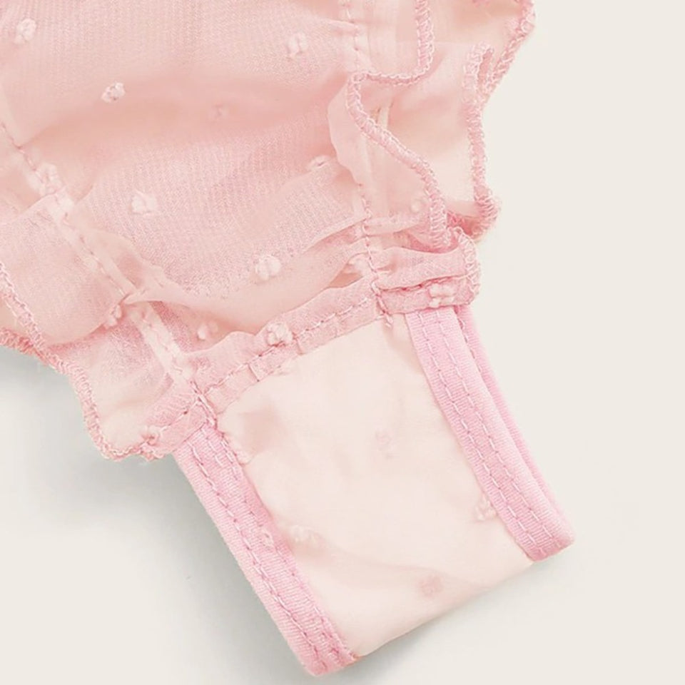 Pleated Mesh Lingerie Set