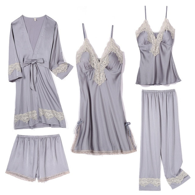 Five-pieces Lace nightwear sets