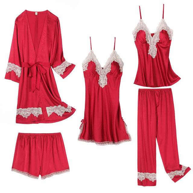 Five-pieces Lace nightwear sets