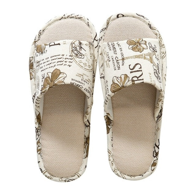 Hemp Floral Linen Slippers