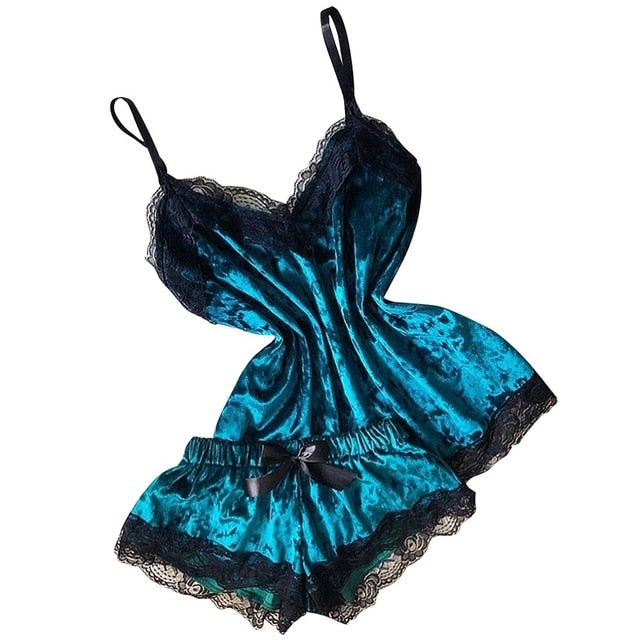 Indulge in Lace and velvet Cami set