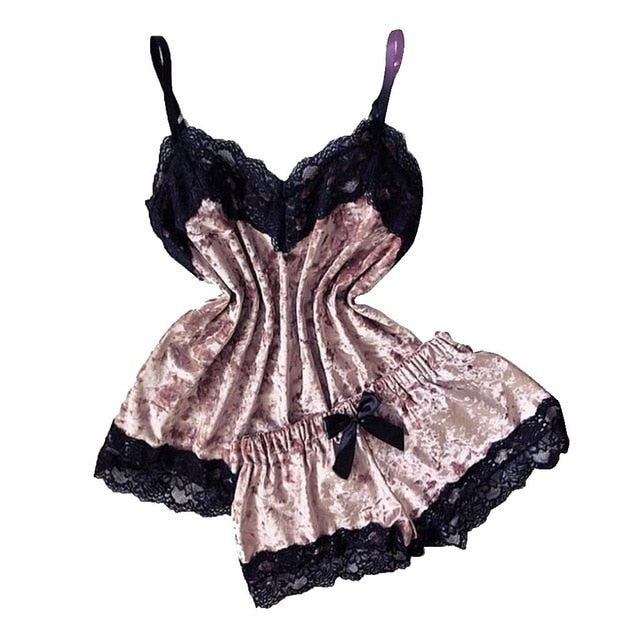 Indulge in Lace and velvet Cami set