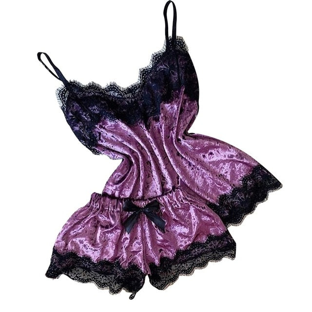 Indulge in Lace and velvet Cami set