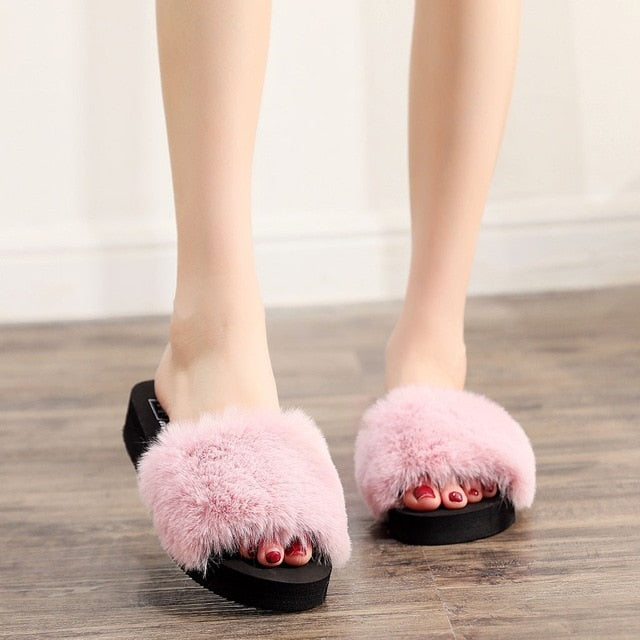 Furry Beach Slippers