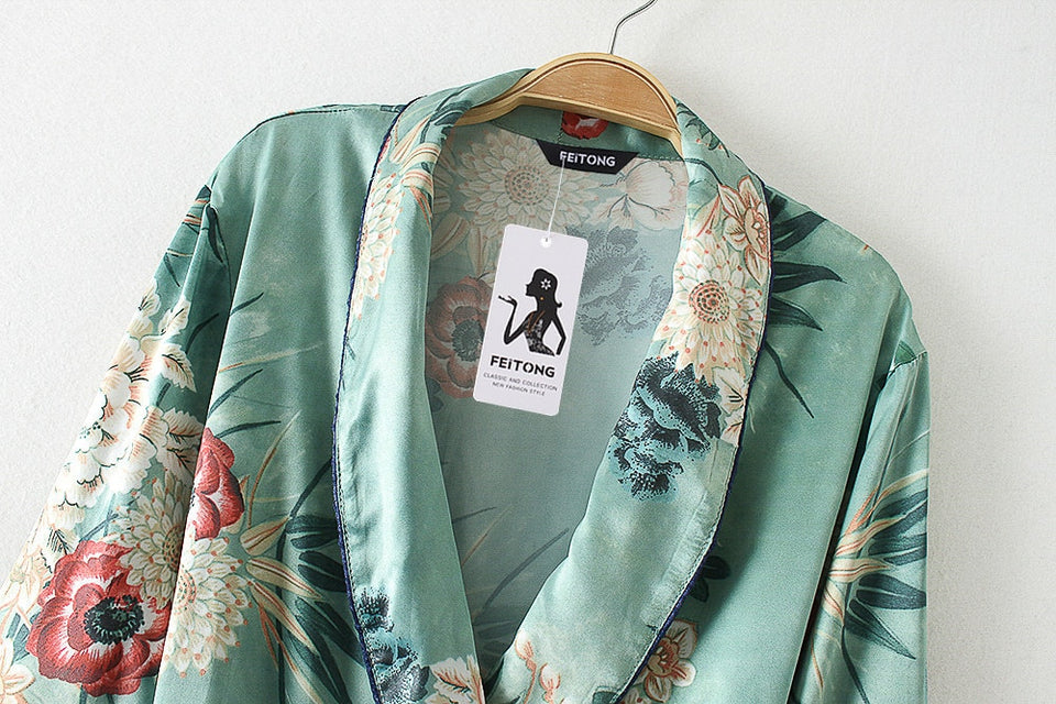 Floral Print Chiffon Kimono