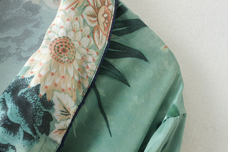 Floral Print Chiffon Kimono