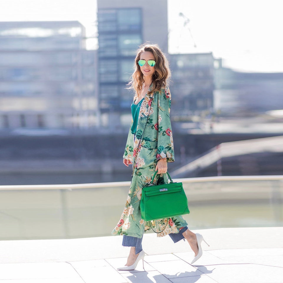 Floral Print Chiffon Kimono