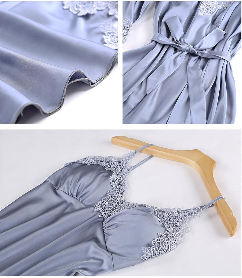 Silk Floral Overall Print 5Pcs Pajama Set