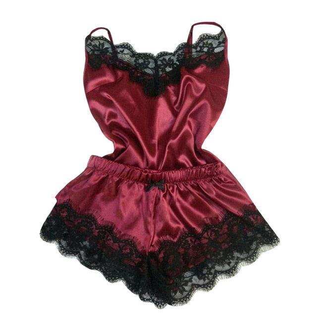 Vibrant Satin Lace Cami set