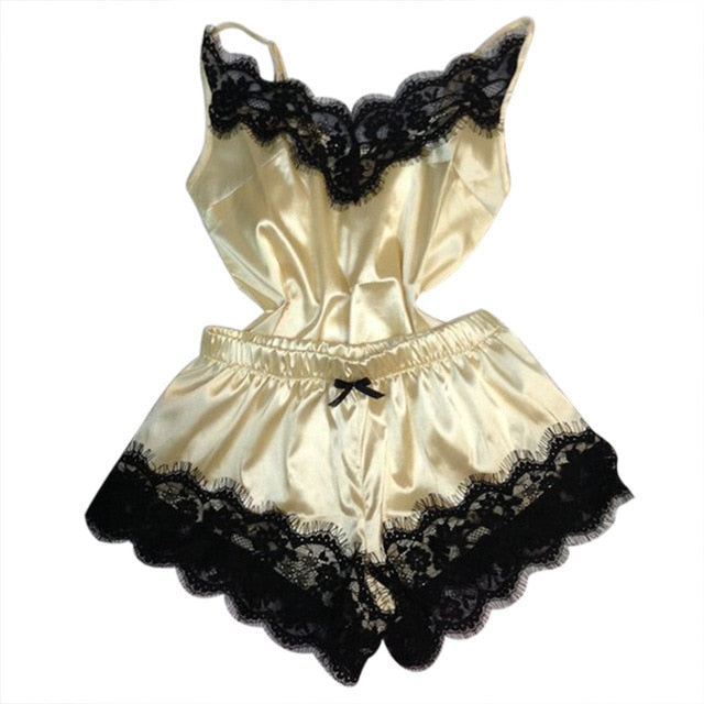 Vibrant Satin Lace Cami set