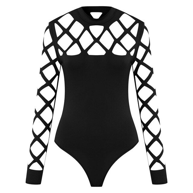 Mesh Sleeve Push Up Bodysuit