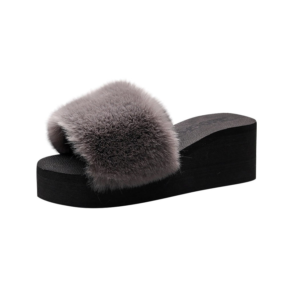 Open Toe Fur Wedges