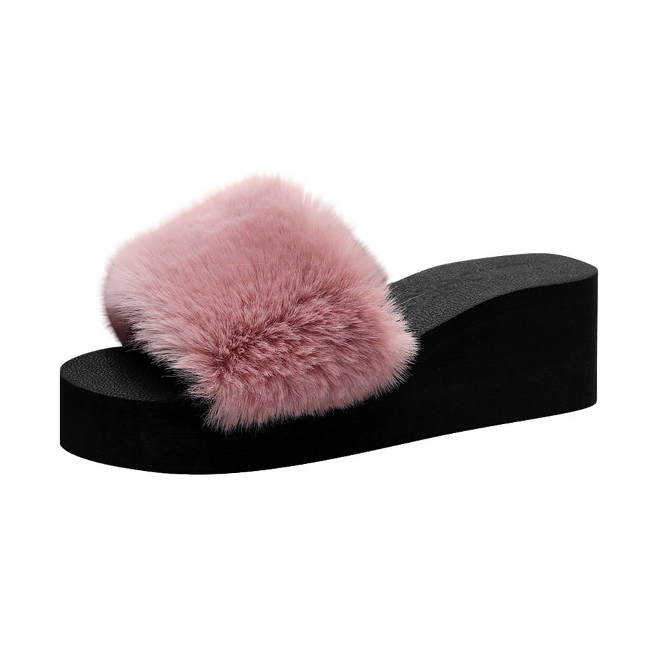 Open Toe Fur Wedges