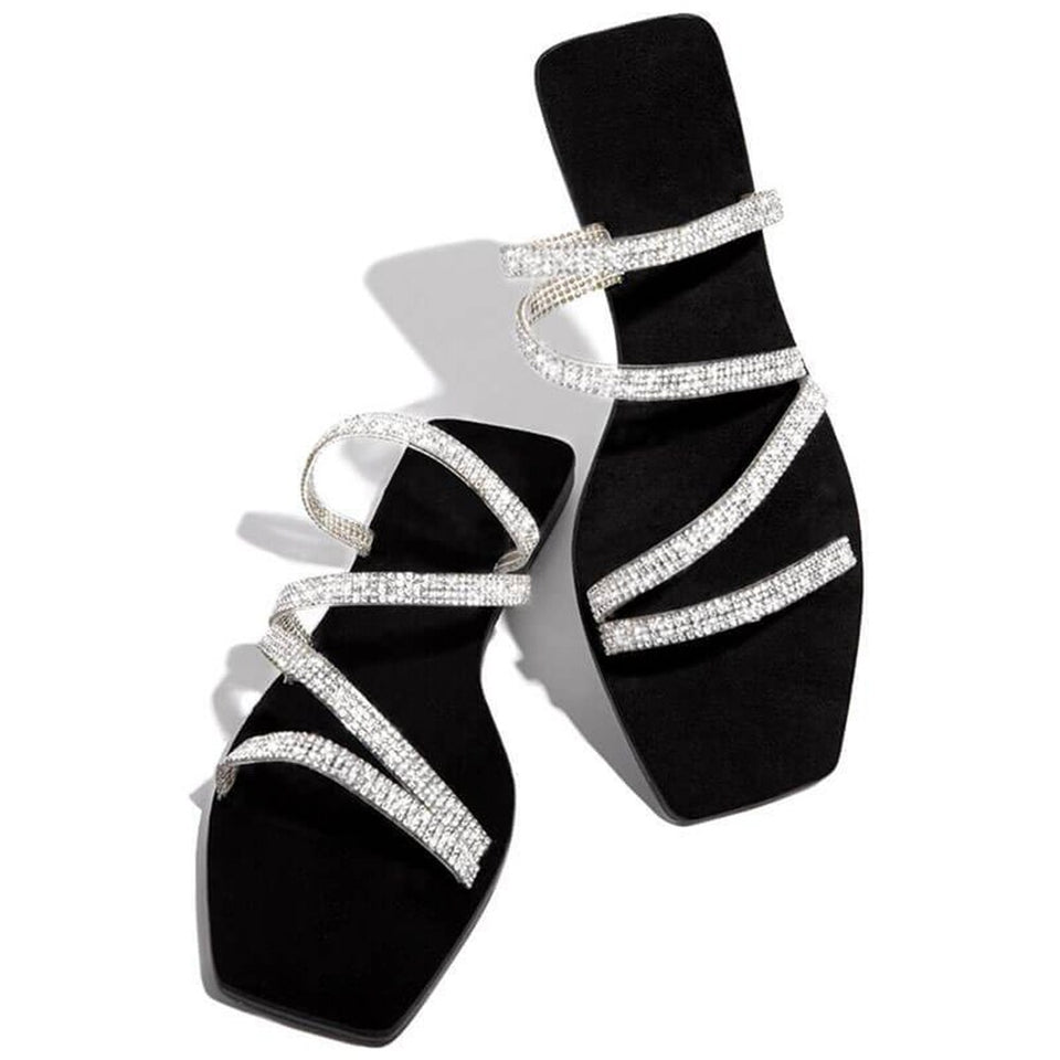 Rainbow Rhinestone Slippers