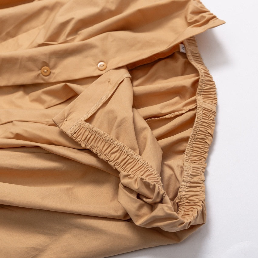Off Shoulder Lantern Sleeve Khaki Blouse