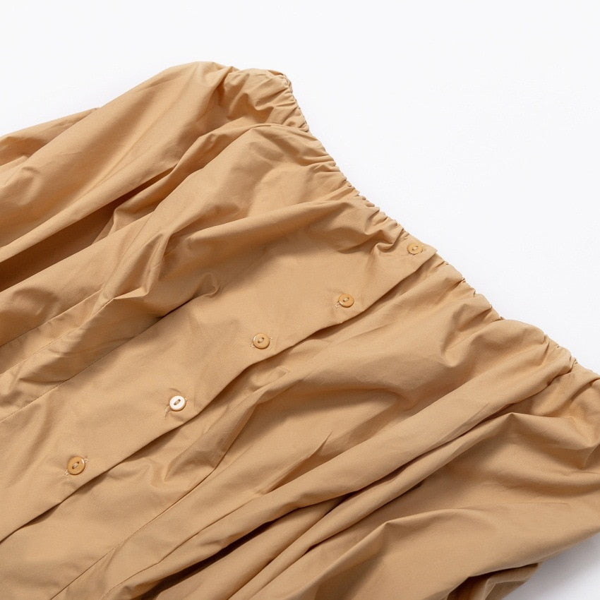 Off Shoulder Lantern Sleeve Khaki Blouse