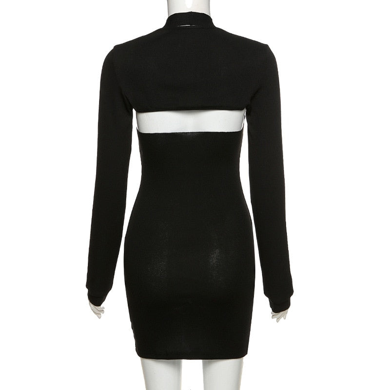 Cryptographic  Backless Deep V-Neck Mini Dress