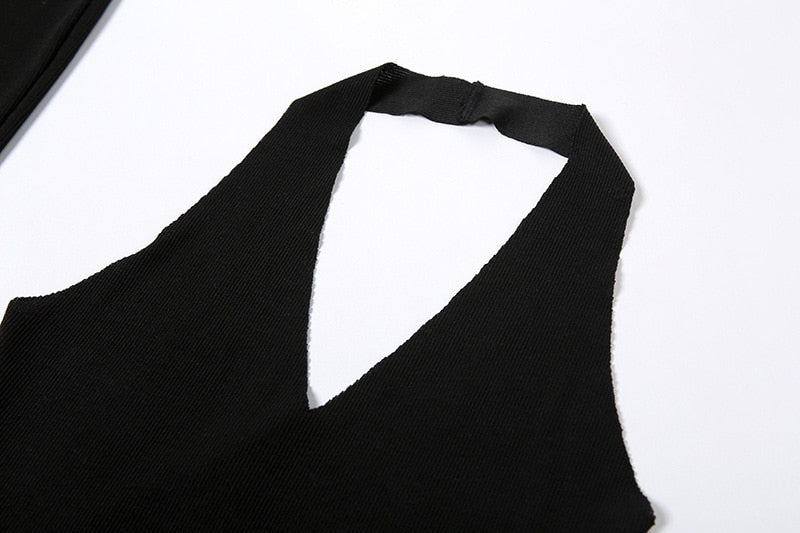 Cryptographic  Backless Deep V-Neck Mini Dress
