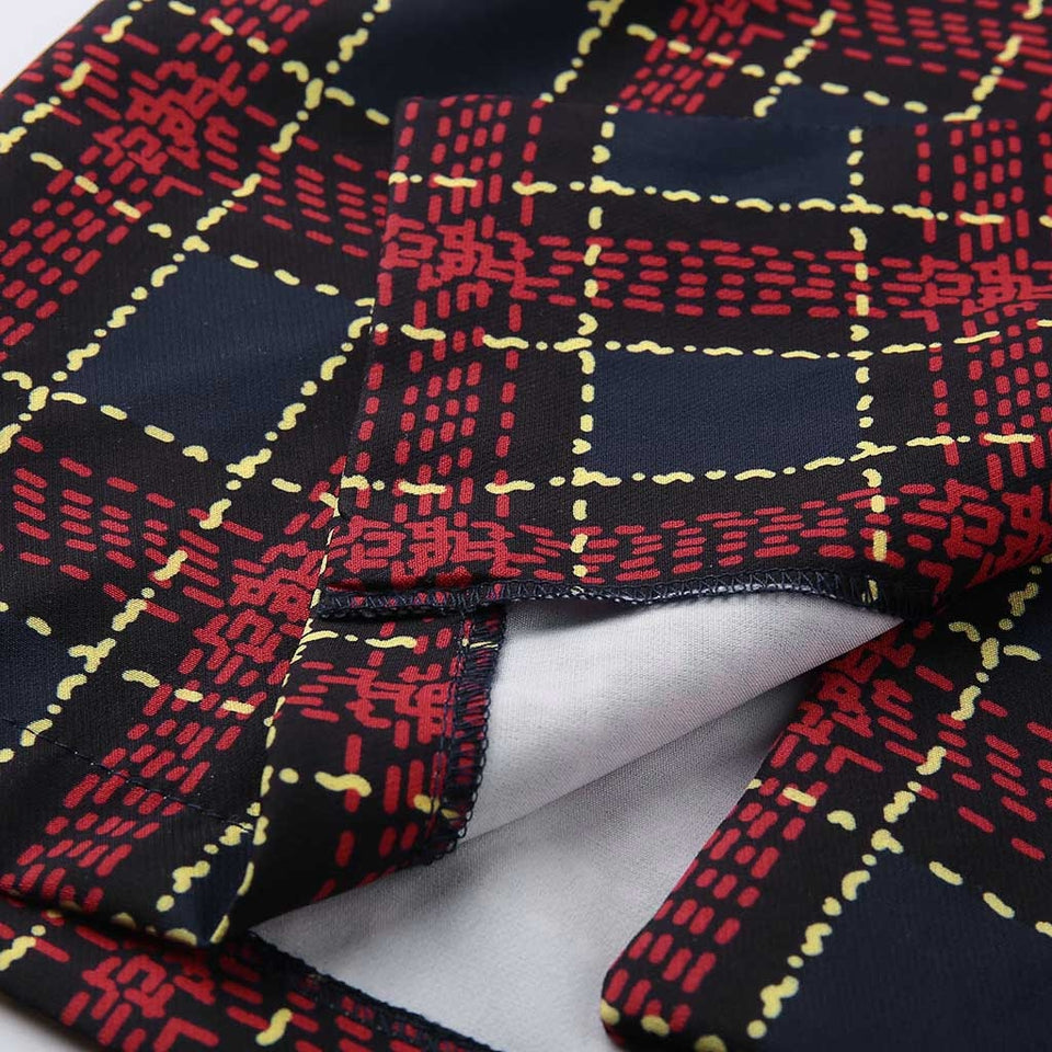 Plaid Jacket Button Office Lady Formal Dress
