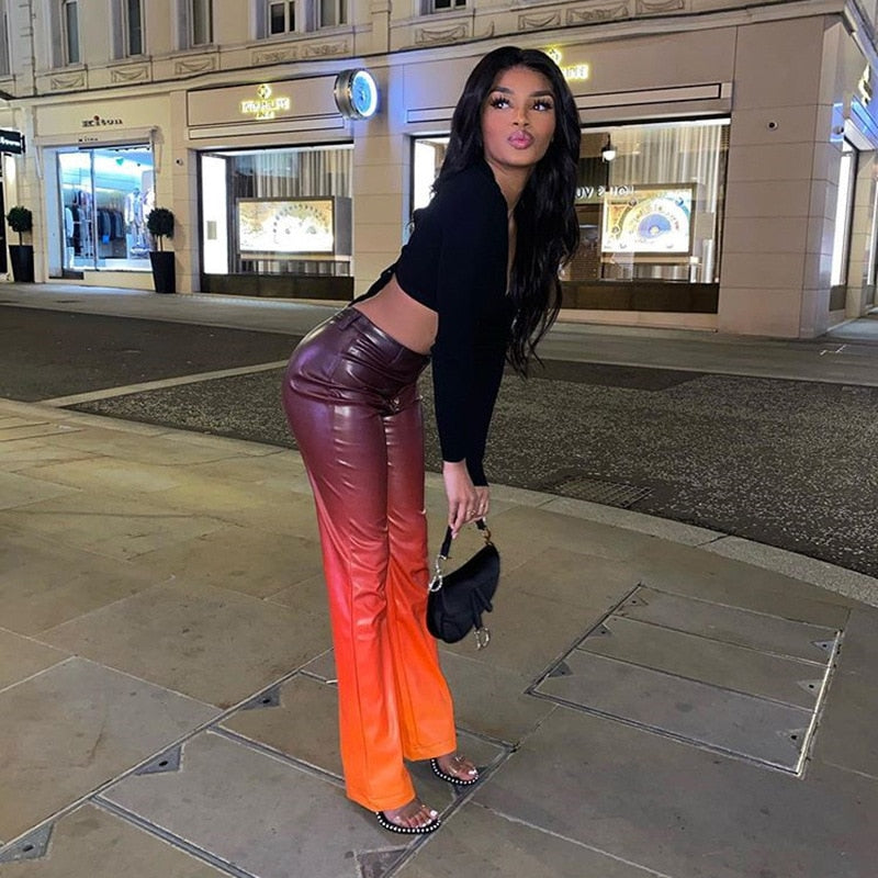 Ombre Faux Leather Pants