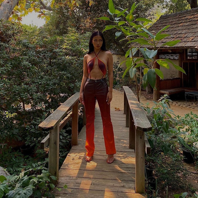 Ombre Faux Leather Pants