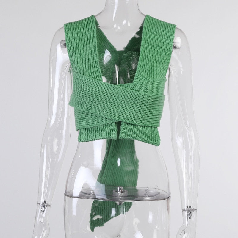Multi Wrap Knitted Bandage crop top