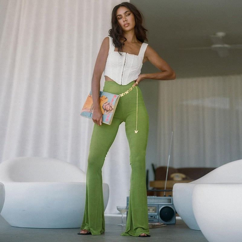 Knitted Skinny Bodycon Flare Pants