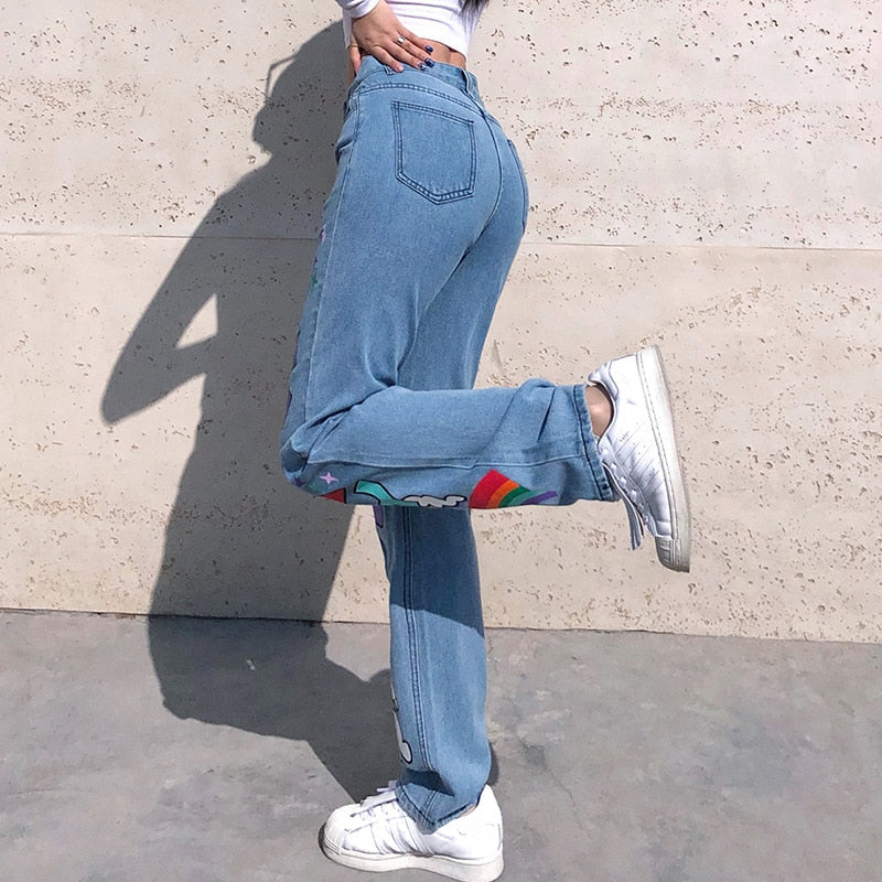 High Waist Wide Leg Punk  Demin