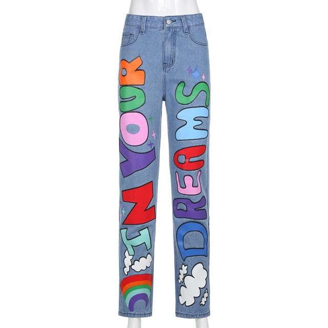 High Waist Wide Leg Punk  Demin