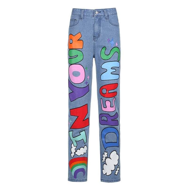 High Waist Wide Leg Punk  Demin